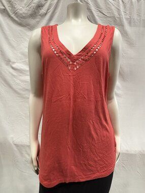 Banana Republic Coral Sleeveless Crochet Trim Tank Top Medium